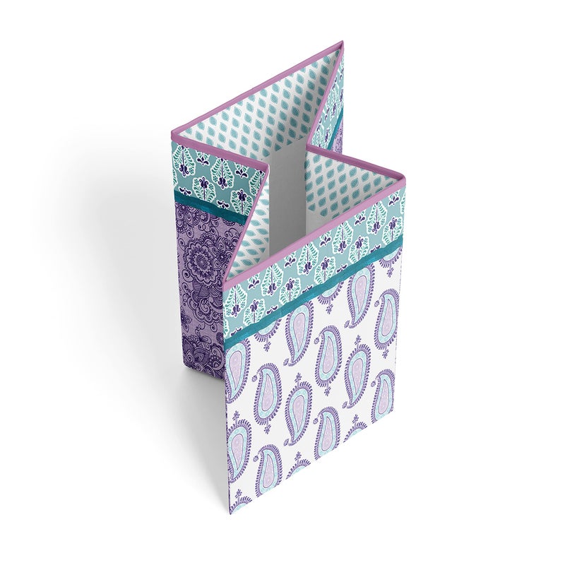 Bacati - Paisley Kids Storage (Collapsible Hamper 14 x 14 x 19 inches, Lilac/Purple/Aqua) - Image 3